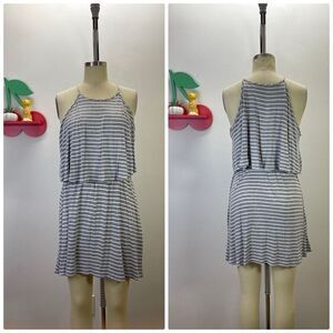 Striped Flared Dress Grey & White